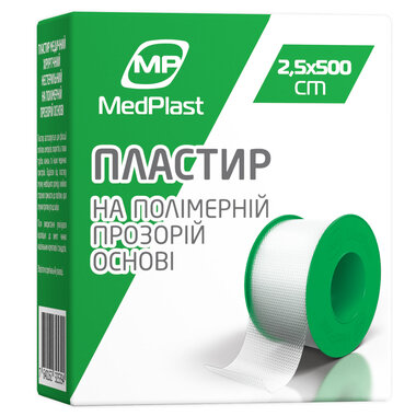 Пластир медичний Медпласт (МР MеdPlast) нестерильний на полімерній прозорій основі розмір 2,5 см*500 см 1 шт
