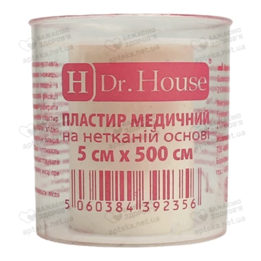 Пластир Доктор Хаус (Dr.House) на нетканій основі у пластиковій упаковці розмір 5 см*500 см