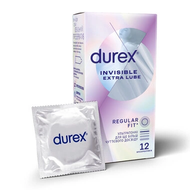 Презервативи Дюрекс (Durex Invisible Extra Lube) ультратонкі 12 шт