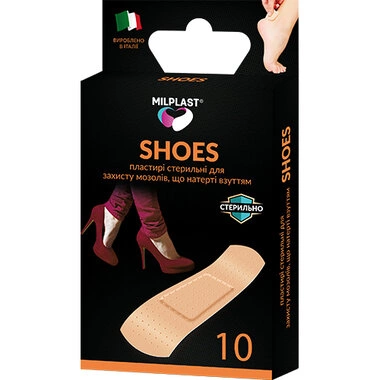 Пластир Мілпласт (Milplast Shoes) Шуз набір мозольний від мозолів натертих взуттям розмір 2 см*7 см, 10 штук