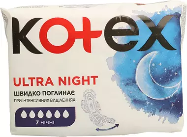 Прокладки Котекс Ультра Найт (Kotex Ultra Night) 6 капель 7 шт