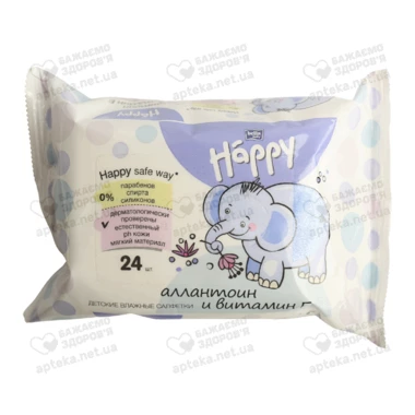 Салфетки влажные Белла Хеппи (Bella Happy) обогащенные витамином E для ухода за кожей новорожденных 24 шт