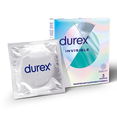 Презервативи Дюрекс (Durex Invisible Extra Lube) ультратонкі 3 шт