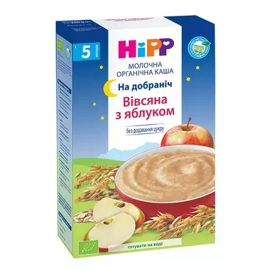 Каша безмолочна органічна Хіпп (HiPP) "На добраніч" вівсяна з яблуком з 5 місяців 250 г