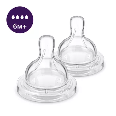 Соска Авент Анти-Колик (Avent Anti-Colic) SCY764/02 силиконовая с быстрым потоком с 6 месяцев 2 шт