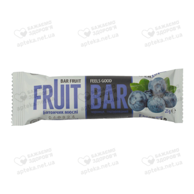 Батончик-мюслі Фрут Бар (Fruit Bar) глазурований з чорницею 25 г