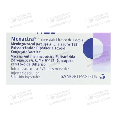 Менактра вакцина менингококковая полисахаридная конъюгированная с дифтерийным анатоксином раствор для инъекций 1 доза флакон 0,5 мл №1
