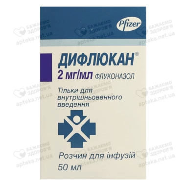 Дифлюкан розчин для інфузій 2 мг/мл флакон 50 мл