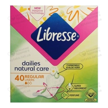 Прокладки Лібресc Нейчерал Кеа Нормал (Libresse Natural Care Normal) щоденні 40 шт