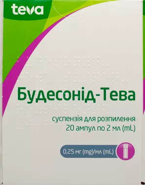 Будесонид-Тева суспензия для распыления 0,25 мг/мл ампулы 2 мл №20