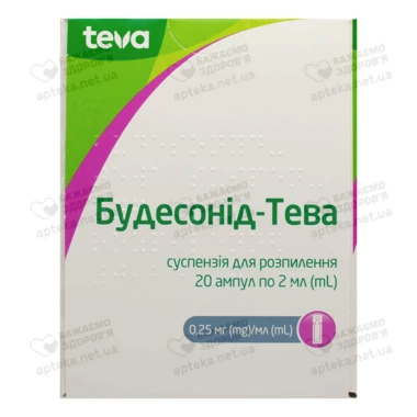 Будесонід-Тева суспензія для розпилення 0,25 мг/мл ампули 2 мл №20