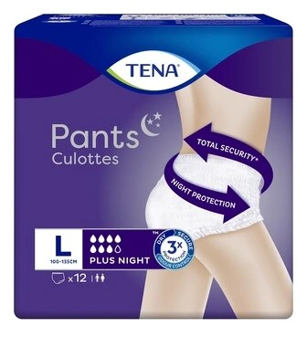 Подгузники-трусы для взрослых Тена Пантс Плюс Найт Лардж (Tena Pants+ Night Large) размер 3 12 шт