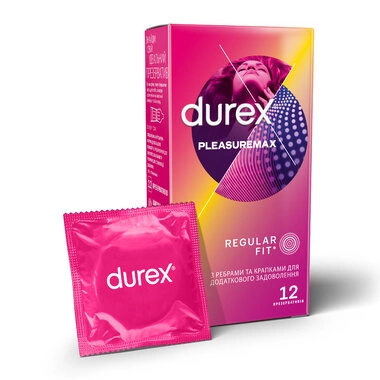 Презервативи Дюрекс (Durex Pleasuremax) з крапками та ребрами 12 шт