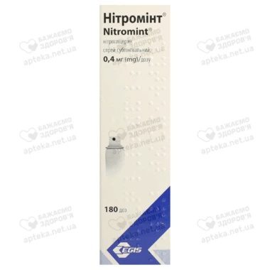 Нитроминт спрей сублингвальный 0,4 мг/1 доза баллон 180 доз