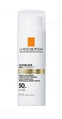 Ля Рош (La Roche-Posay) Антгеліос Корект засіб сонцезахисний антивіковий для чутливої шкіри обличчя проти зморшок та пігментації SPF50 50 мл