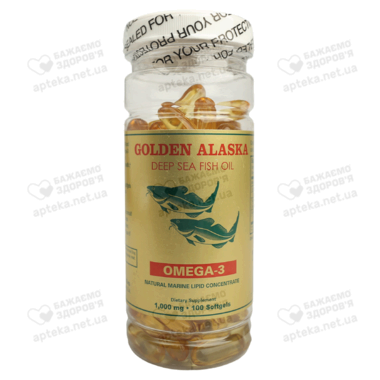Омега-3 риб'ячий жир Golden Alaska 1000 мг капс. №100
