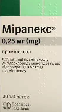 Мірапекс таблетки 0,25 мг №30