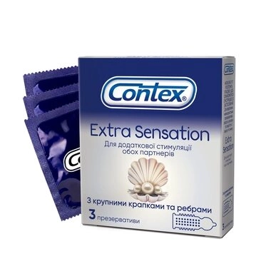Презервативи Контекс (Contex Extra Sensation) з великими крапками та ребрами 3 шт