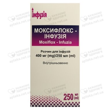 Моксифлокс розчин для інфузій 400 мг флакон 250 мл