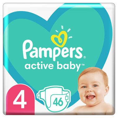 Підгузники для дітей Памперс Актив Бебі Максі (Pampers Active Baby Maxі) розмір 4 (9-14 кг) 46 шт