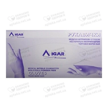 Перчатки смотровые нитриловые нестерильные Игар (IGAR) неприпудренные размер S (6-7) 1 шт