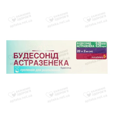 Будесонід Астразенека суспензія для розпилення 0,25 мг/мл контейнер 2 мл №20