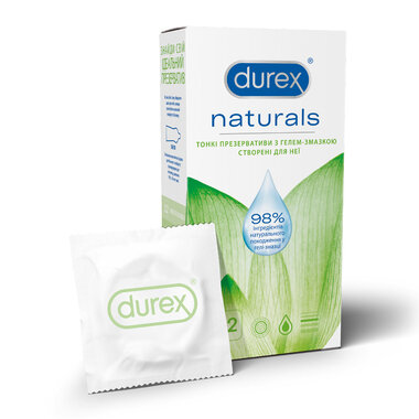 Презервативи Дюрекс (Durex Naturals) тонкі з гель-змазкою 12 шт