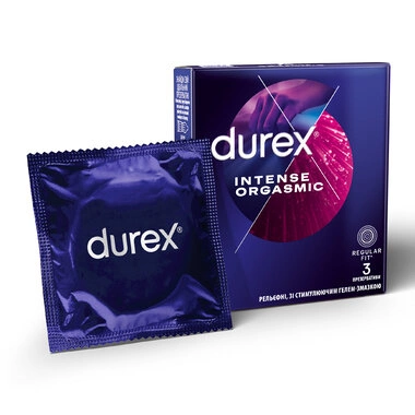 Презервативы Дюрекс (Durex Intense Orgasmic) рельефные со стимулирующим гелем-смазкой 3 шт
