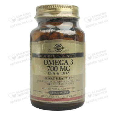 Солгар (Solgar) Омега-3 двойная 700 мг ЭПК и ДГК таблетки №30