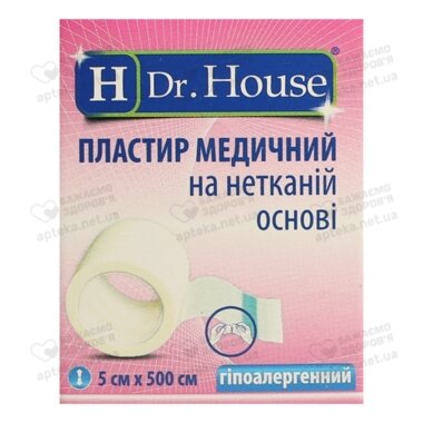 Пластир Доктор Хаус (Dr.House) медичний на нетканій основі розмір 5 см*500 см 1 шт