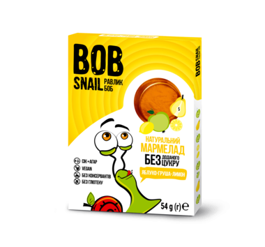 Мармелад Равлик Боб (Bob Snail) натуральний яблуко-груша-лимон 54 г