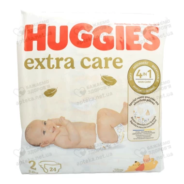 Підгузники для дітей Хаггіс Екстра Каре ( Huggies Extra Care) розмір 2 (3-6 кг), №24