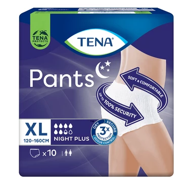 Підгузники-труси для дорослих Тена Пантс Плюс Найт Екстра Лардж (Tena Pants+ Night Extra Large) розмір 4 10 шт