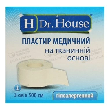 Пластырь Доктор Хаус (Dr.House) медицинский на тканевой основе размер 3 см*500 см 1 шт