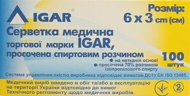 Салфетки спиртовые Игар (IGAR) размер 6 см*3 см 100 шт