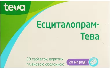 Есциталопрам-Тева таблетки вкриті оболонкою 20 мг №28