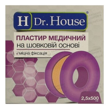 Пластырь Доктор Хаус (Dr.House) медицинский на шелковой основе размер 2,5 см*500 см 1 шт