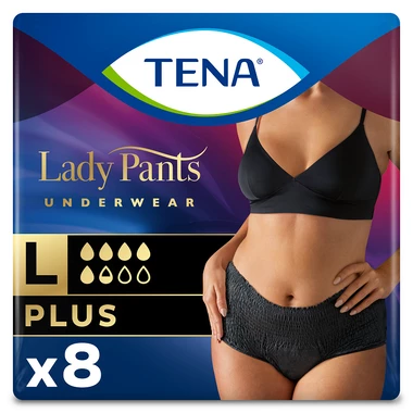 Подгузники-трусы урологические Тена Леди Пантс Плюс (TenaLady Pants Plus) размер L цвет черный 8 шт