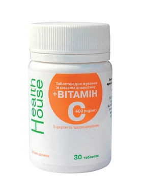 Вітамін С Хелз Хаус (Health House) таблетки для жування зі смаком апельсина 400 мг №30