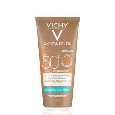 Віши (Vichy) Капіталь Солей молочко сонцезахисне зволожуюче для шкіри обличчя та тіла SPF50+ 200 мл