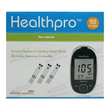 Тест-смужки Хелспро (HEALTHPRO) для контролю рівня глюкози у крові банка 25 шт 2 упаковки