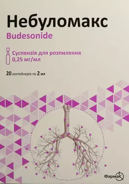 Небуломакс суспензія для розпилення 0,25 мг/мл контейнер 2 мл №20