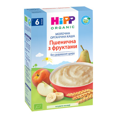 Каша молочная органическая Хипп (HiPP) пшеничная с фруктами с 6 месяцев 250 г