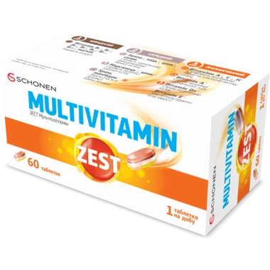 Зест (ZEST) Мультивитамин трехслойные таблетки №60