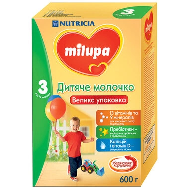 Молочко Мілупа 3 (Milupa) для дітей від 12 місяців 600 г
