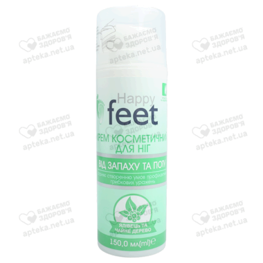 Крем для ніг Happy feet "Від запаху та поту" з протигрибковим ефектом 150 мл