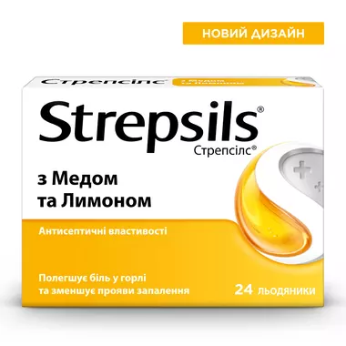 Стрепсилс леденцы с медом и лимоном №24