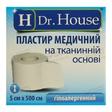 Пластир Доктор Хаус (Dr.House) медичний на тканинній основі розмір 5 см*500 см 1 шт