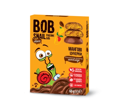 Конфеты натуральные Улитка Боб (Bob Snail) манго в бельгийском молочном шоколаде 60 г