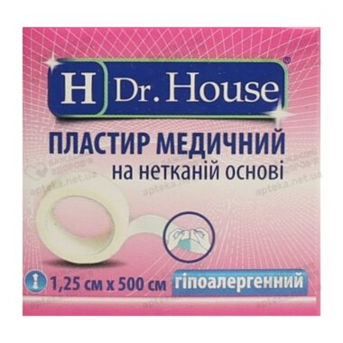 Пластир Доктор Хаус (Dr.House) медичний на нетканій основі розмір 1,25 см*500 см 1 шт